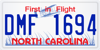 NC license plate DMF1694