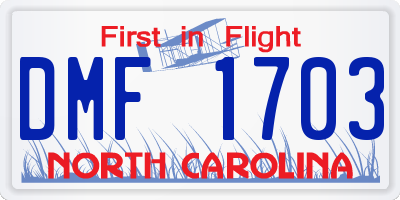 NC license plate DMF1703
