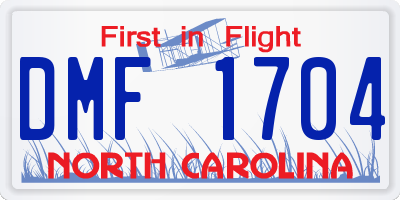 NC license plate DMF1704