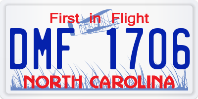 NC license plate DMF1706