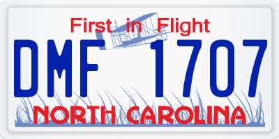 NC license plate DMF1707