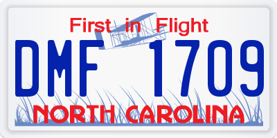 NC license plate DMF1709