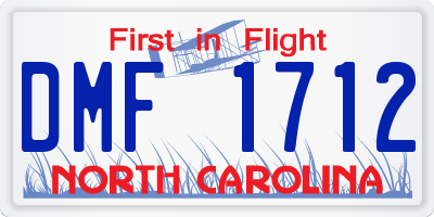 NC license plate DMF1712