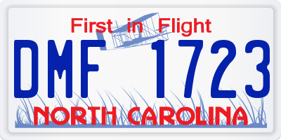 NC license plate DMF1723