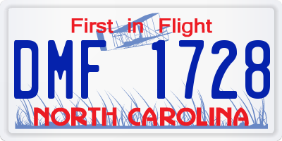 NC license plate DMF1728