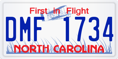 NC license plate DMF1734