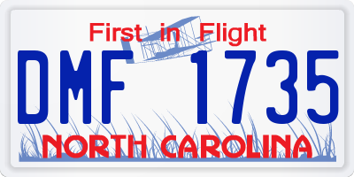 NC license plate DMF1735