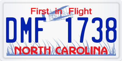 NC license plate DMF1738
