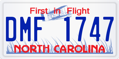 NC license plate DMF1747