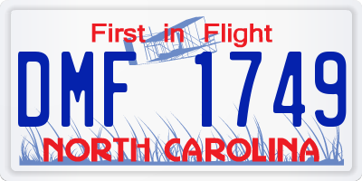 NC license plate DMF1749