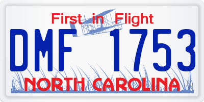 NC license plate DMF1753