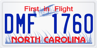 NC license plate DMF1760