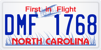 NC license plate DMF1768