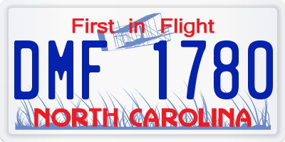 NC license plate DMF1780