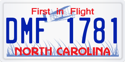 NC license plate DMF1781