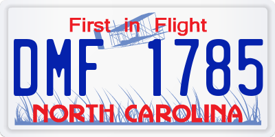 NC license plate DMF1785
