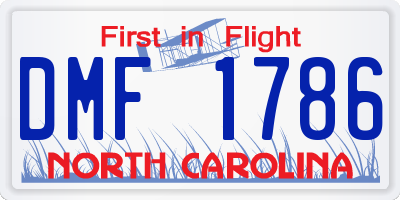 NC license plate DMF1786