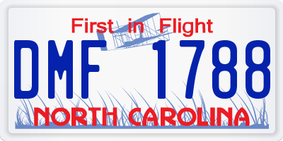 NC license plate DMF1788