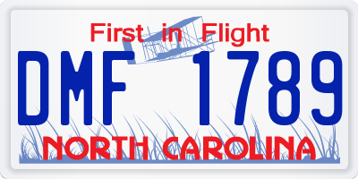 NC license plate DMF1789