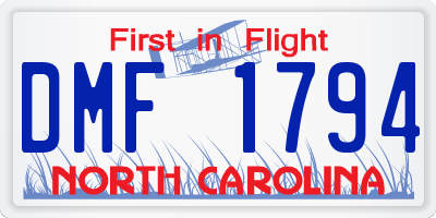 NC license plate DMF1794
