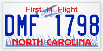 NC license plate DMF1798