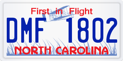 NC license plate DMF1802