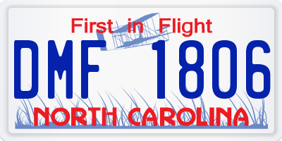 NC license plate DMF1806