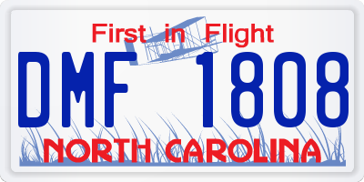 NC license plate DMF1808