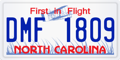 NC license plate DMF1809