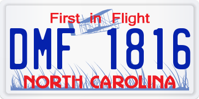 NC license plate DMF1816
