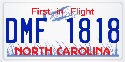 NC license plate DMF1818
