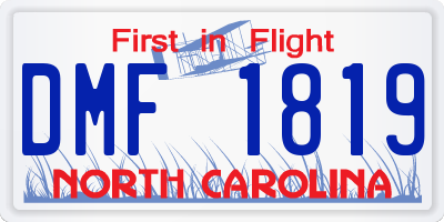 NC license plate DMF1819