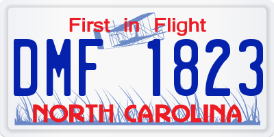 NC license plate DMF1823
