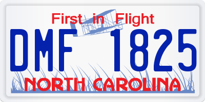NC license plate DMF1825