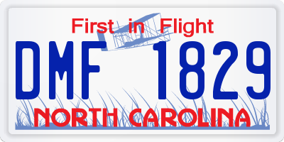 NC license plate DMF1829