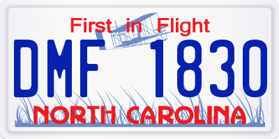 NC license plate DMF1830