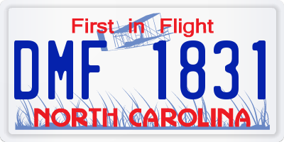 NC license plate DMF1831