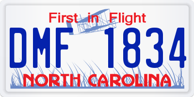 NC license plate DMF1834
