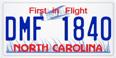 NC license plate DMF1840