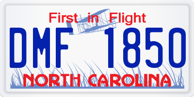 NC license plate DMF1850
