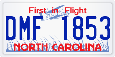 NC license plate DMF1853