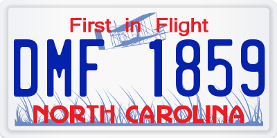 NC license plate DMF1859