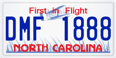 NC license plate DMF1888