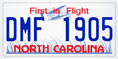 NC license plate DMF1905