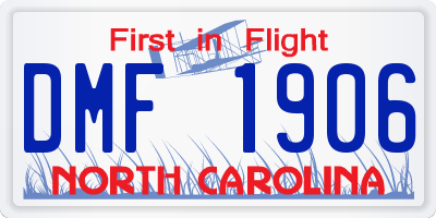 NC license plate DMF1906