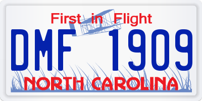 NC license plate DMF1909