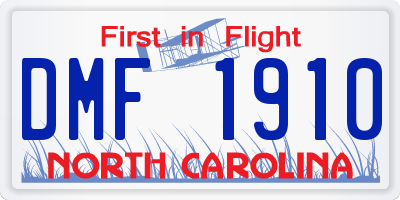 NC license plate DMF1910