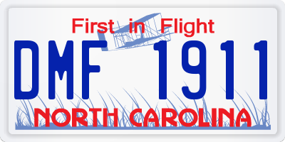 NC license plate DMF1911