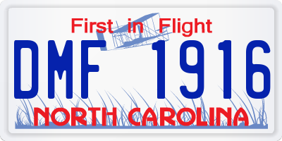 NC license plate DMF1916