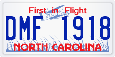 NC license plate DMF1918